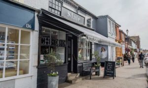 Slate cheese shop front